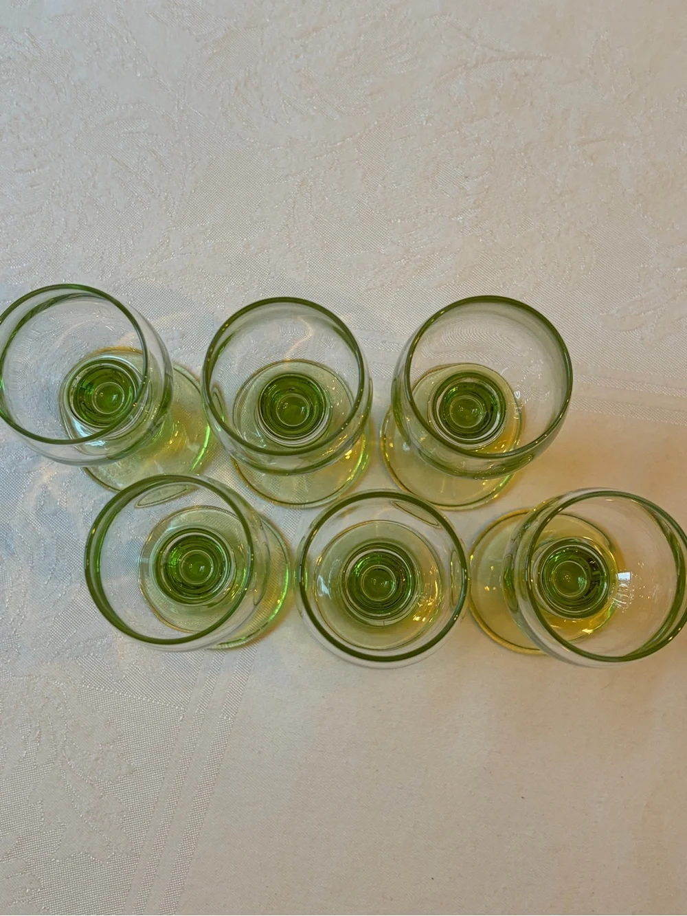 Set of 6 Green Vintage Bormioli Rocco Stemmed Cordial Glasses MCM